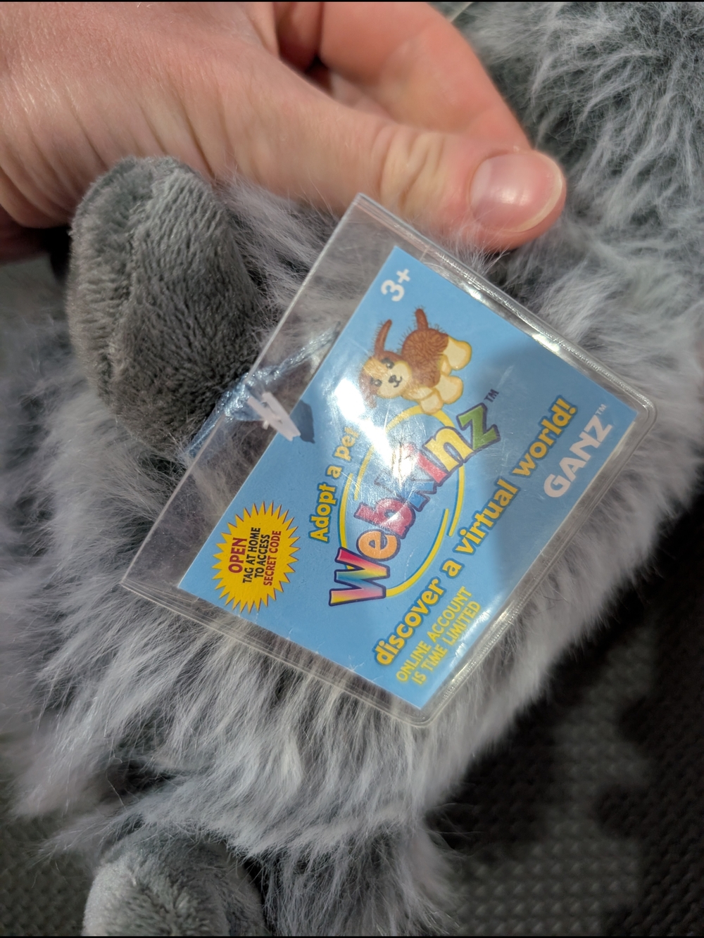 Webkinz Angora Rabbit Plush Stuffed Animal Gray Rabbit Bunny - Picture 3 of 9